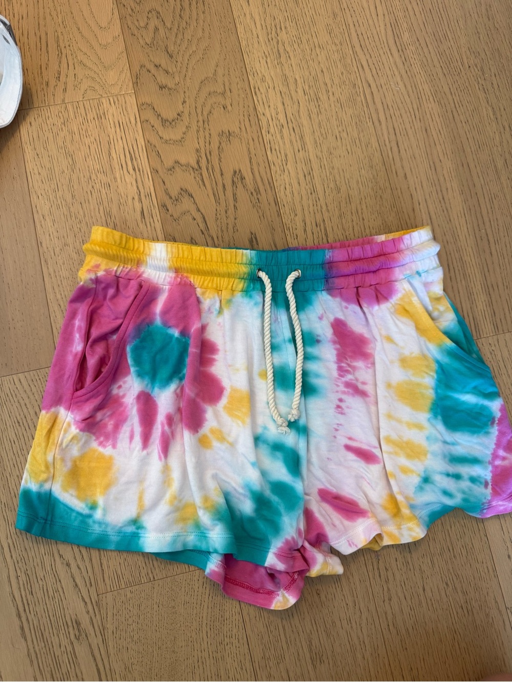 Ramy Brook Tie-Dye Athletic Shorts - Pink, Teal & Yellow nwt size small
